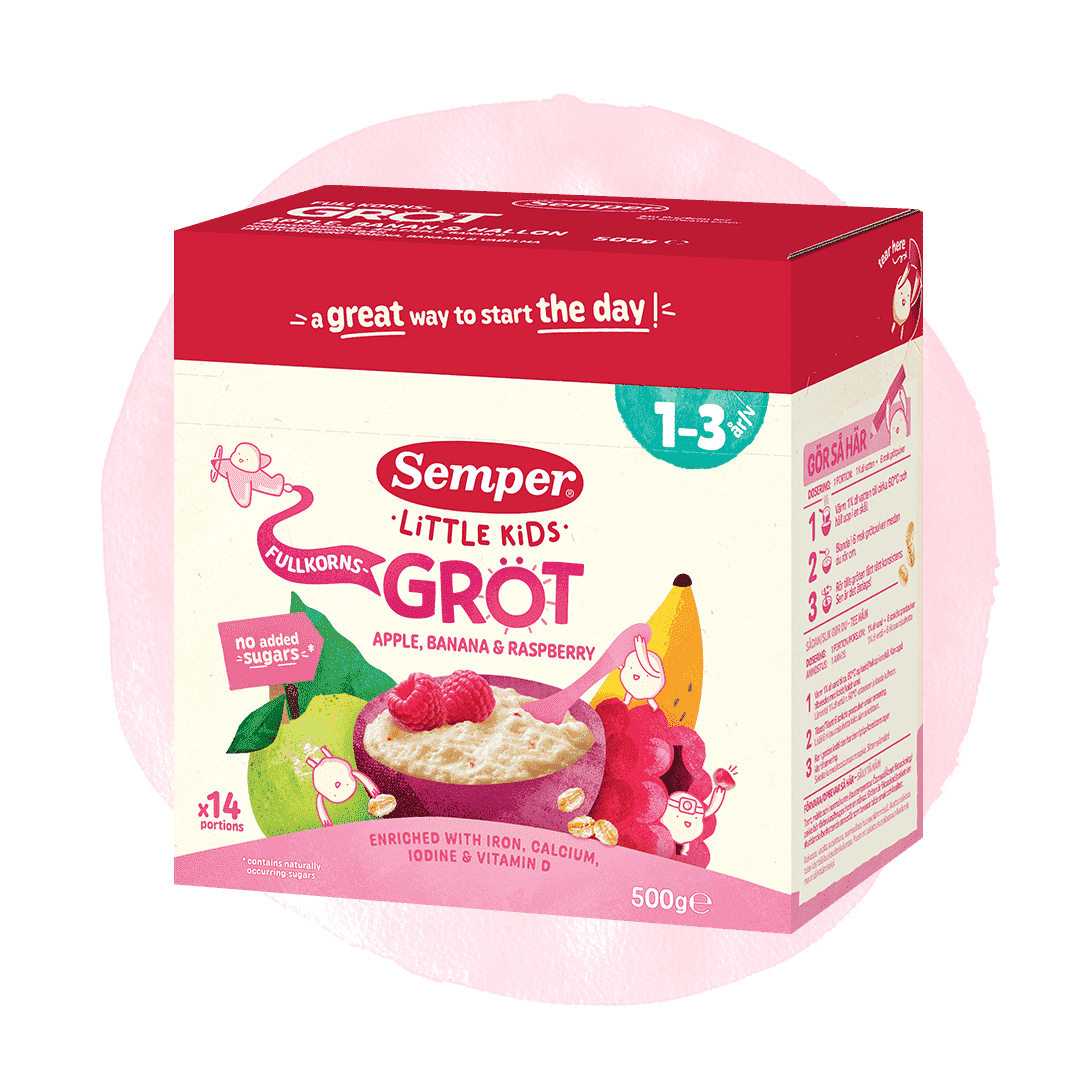 Fuldkornsgrød apple, banana & raspberry 1-3 år