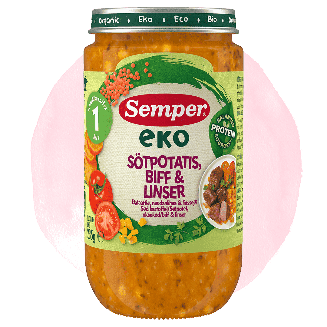 EKO Sød kartoffel, oksekød & linser