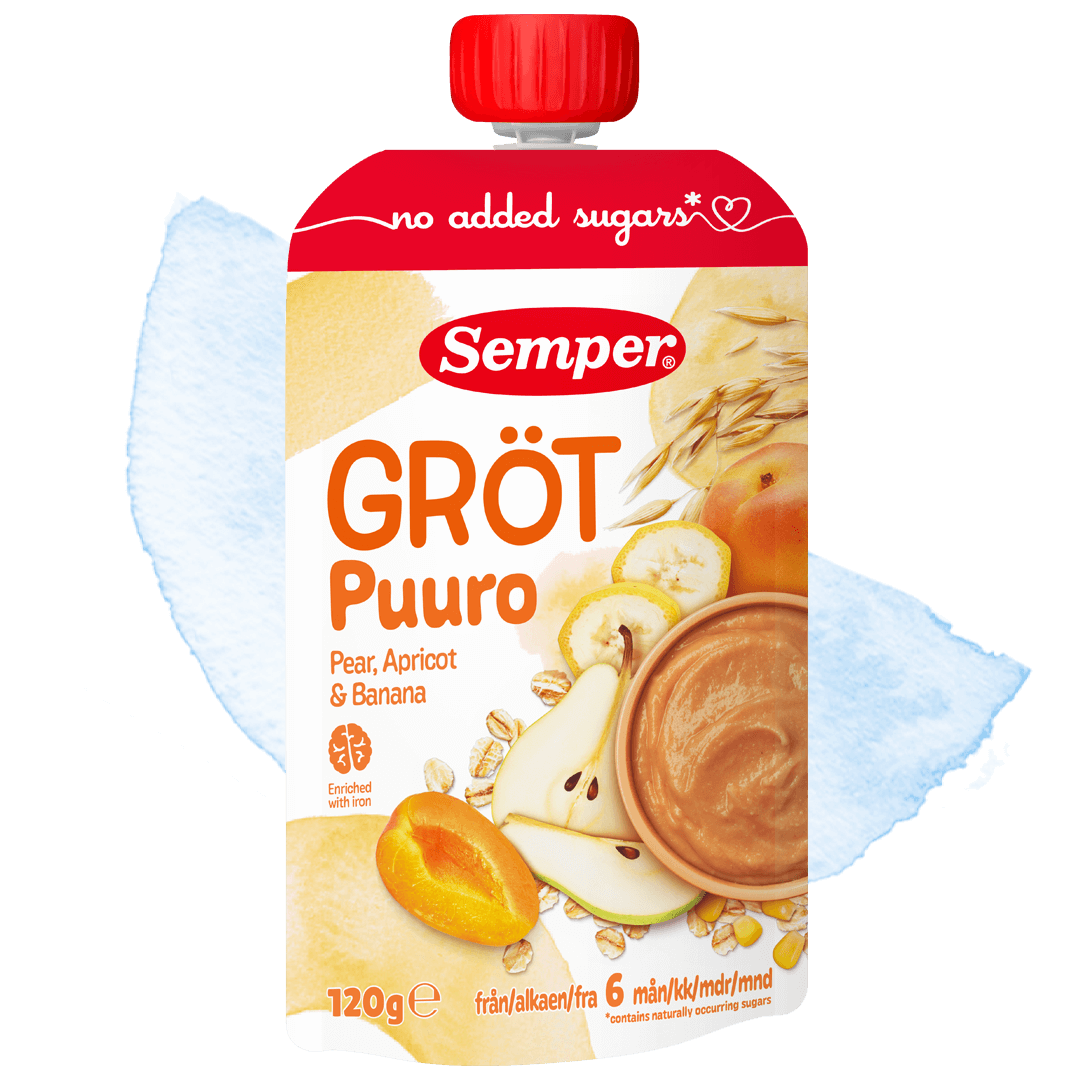 Grødklemmepose med pære, abrikos & banan