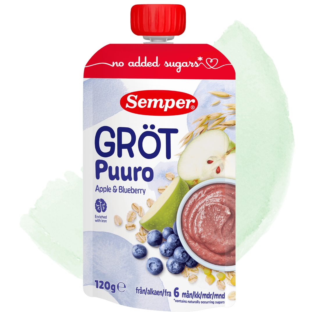 Grødklemmepose med blåbær & æble